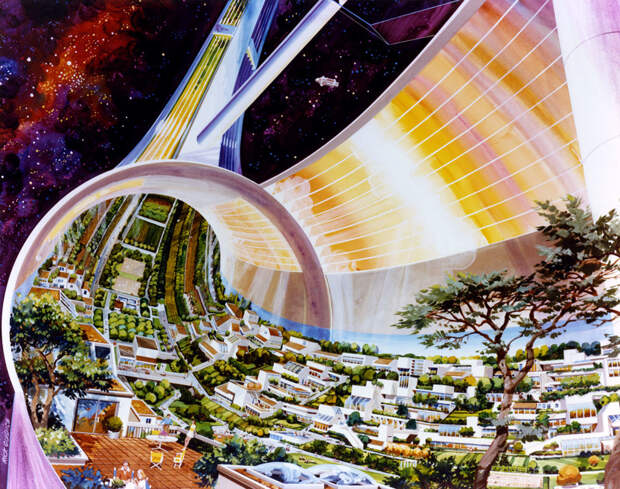 Космические колонии будущего в представлении художников NASA nasa, космические колонии, космос