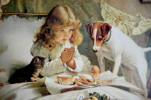 900 YOUNG GIRL PRAYING IN BED Charles Burton Barber.jpg