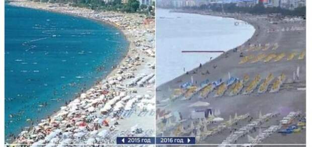 Пляж Турции до и после