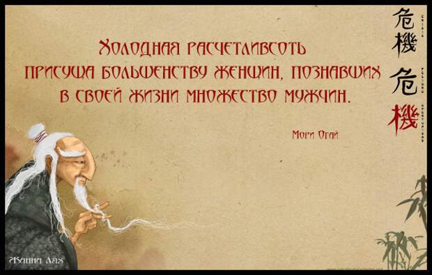 Холодная расчетливость присуща большинству женщин, познавших в своей жизни множество мужчин. (596x380, 435Kb)