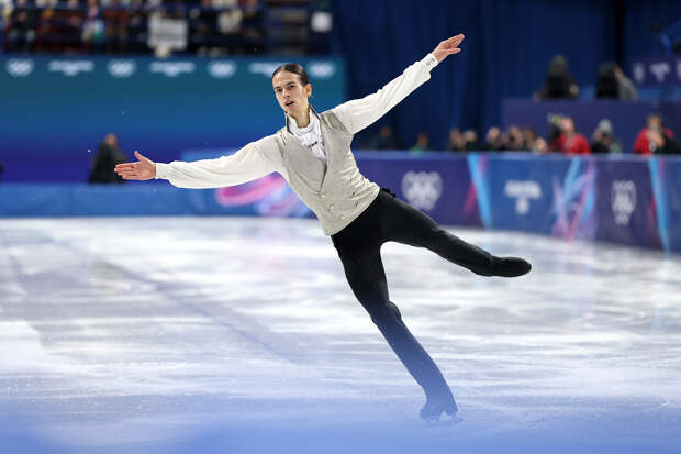 Пётр Гуменник во время исполнения произвольной программы на зимней Олимпиаде в Милане, 13 февраля 2026 года