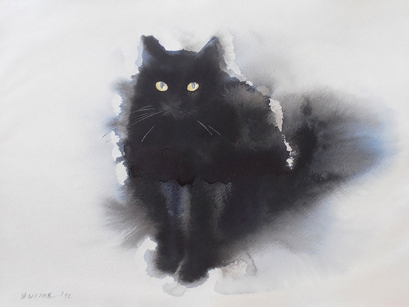 Акварельные коты акварель, картина, кот