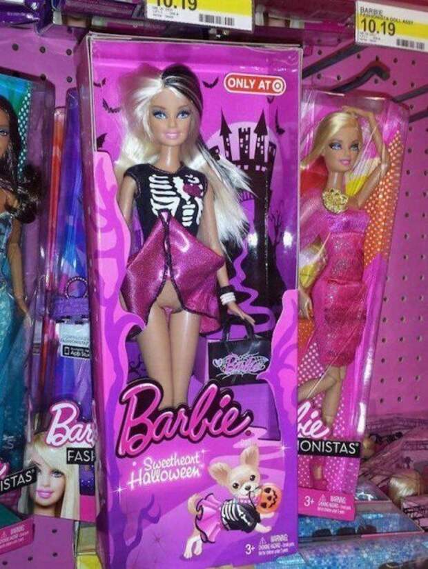 Хэллоуинская версия barbie, барби, игрушка, игрушки, прикол, щетина