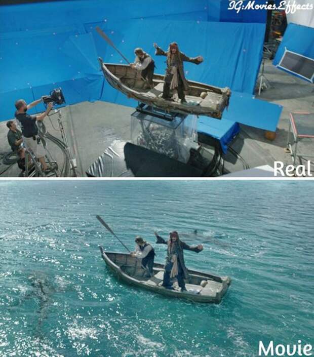 Instagram-аккаунт, показывающий сцены из фильмов до и после добавления спецэффектов