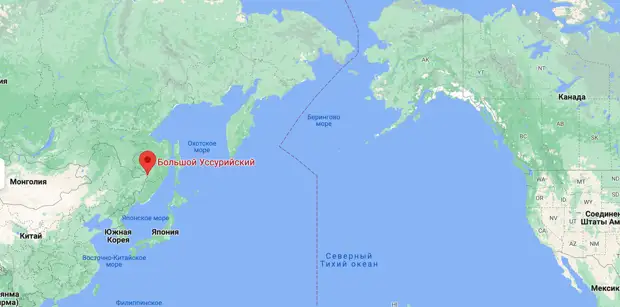 Большой Уссурийский остров на карте