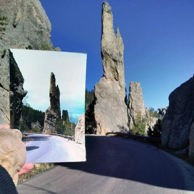 13. Needles Highway в государственном парке Кастер | 1973 и 2013 люди, места, фото