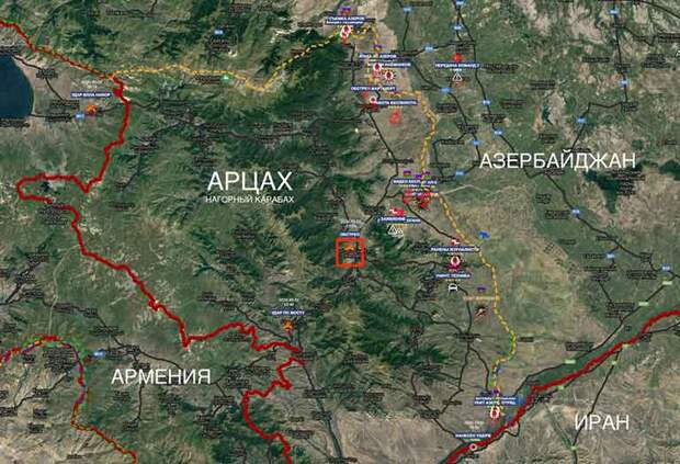 Оперативная карта Нагорного Карабаха на 02 10 2020
