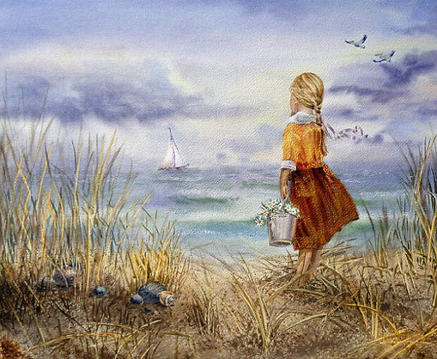 A Girl And The Ocean (636x523, 496Kb)
