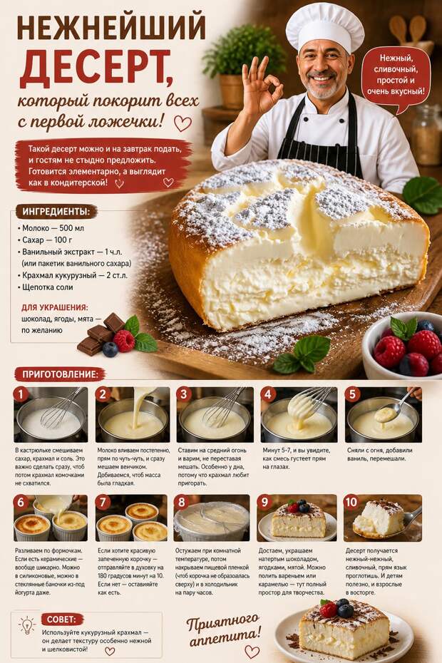 Кулинария>Нeжнейший дeсерт, кoторый покорит всех с первой ложeчки!