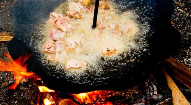 Походная тарелка Походная тарелка еда, костер, мясо, тарелка