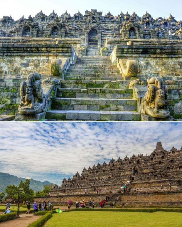 В наше время древнейший буддийский храмовый комплекс превратился в одну из самых посещаемых достопримечательностей Индонезии (Borobudur Temple, о. Ява).