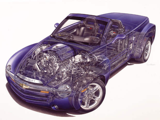 2003 Chevy SSR Signature Series Cutaway Illustration. X03CT_SR078