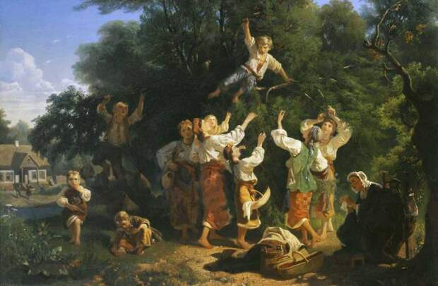 Соколов Иван  - Сбор вишни в помещичьем саду. 1858