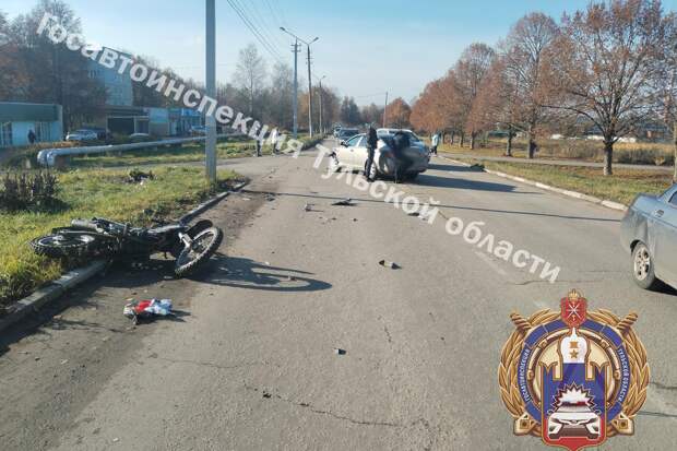 В Киреевске мотоциклист попал в больницу после столкновения с автомобилем Skoda
