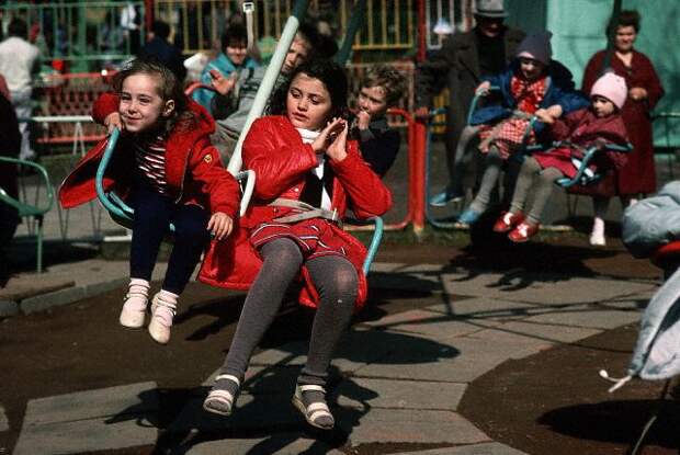 Girls on Amusement Ride in Gorky Park