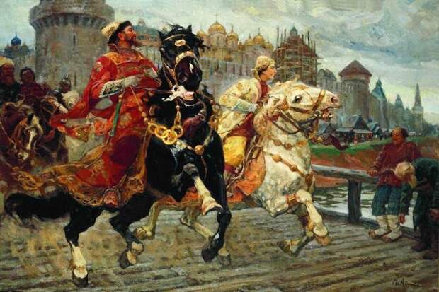 М. Авилов. Прогулка царевича Ивана, сына Ивана Грозного, с опричниками.