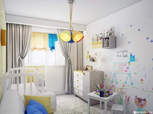 Светлая комната для ребенка, дизайн детской малыша