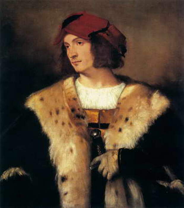 Тициан. Портрет мужчины в красной шапке
