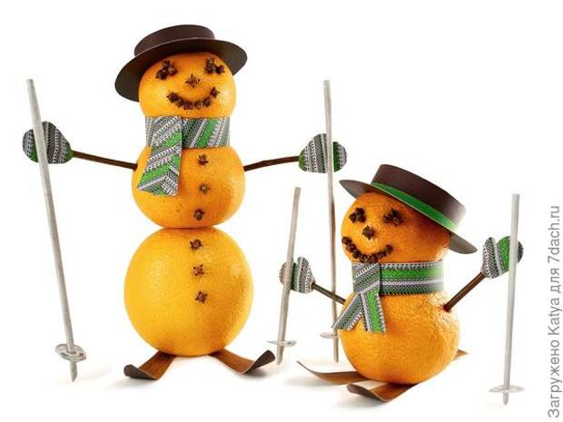 снеговики из мандаринов