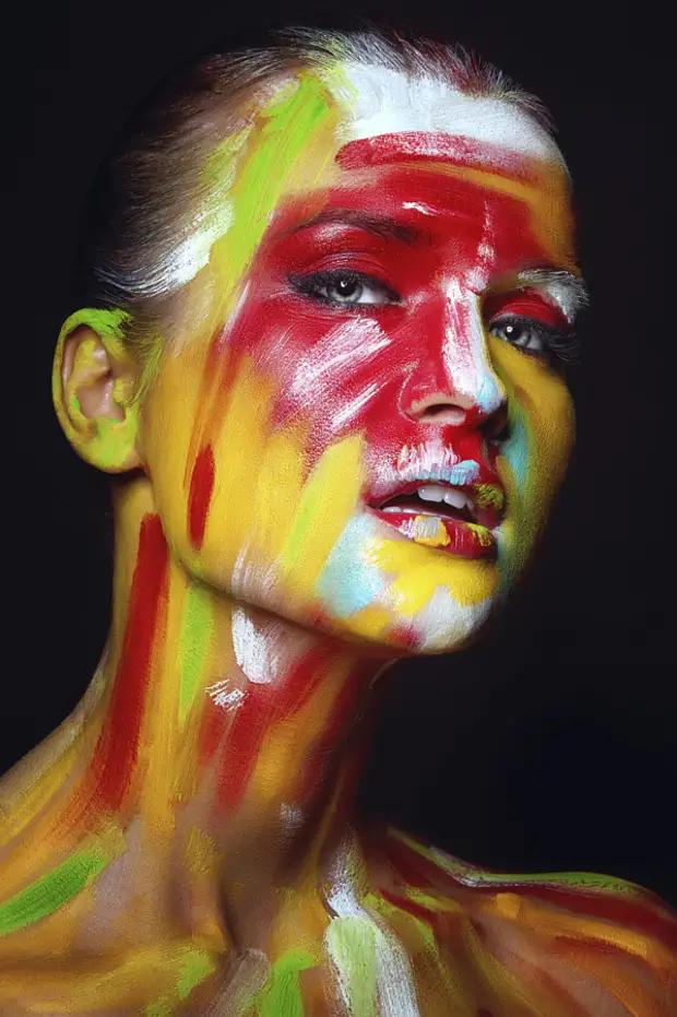 Нестандартные фотосессии. Фотосет в красках. Разрисованные девушки. Разрисованные девушки. Боди-арт.