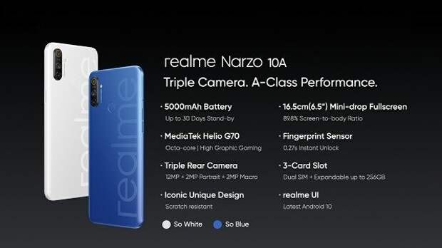 Такими могут быть смартфоны за 10 000 рублей. Представлены Realme Narzo 10 и Narzo 10A