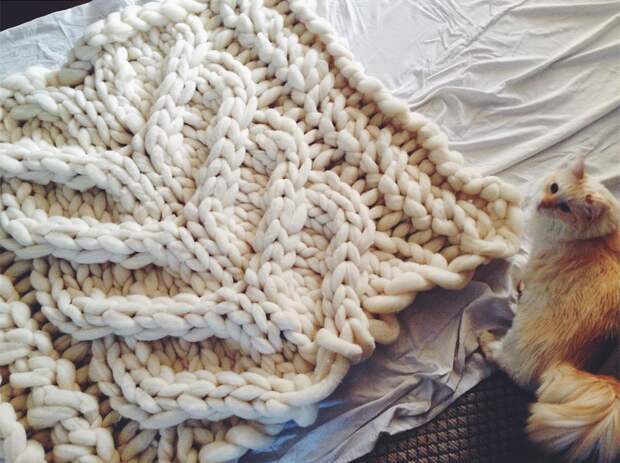 Плед крупной вязки вязание, одеяло
