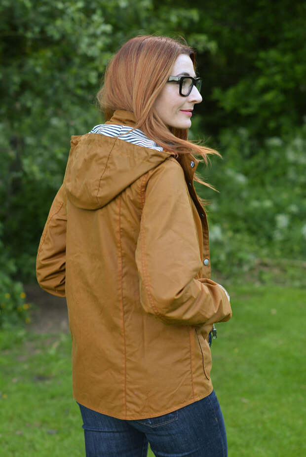 Tobacco-coloured waxed Barbour jacket