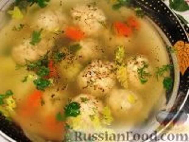 Фото к рецепту: Суп с рыбными фрикадельками