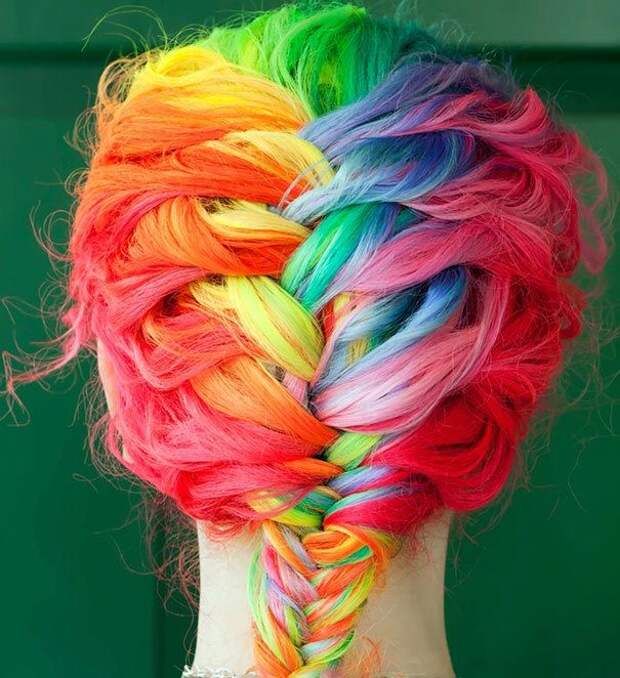rainbow hair, радужные волосы, пастельный цвет волос, радуга в волосах
