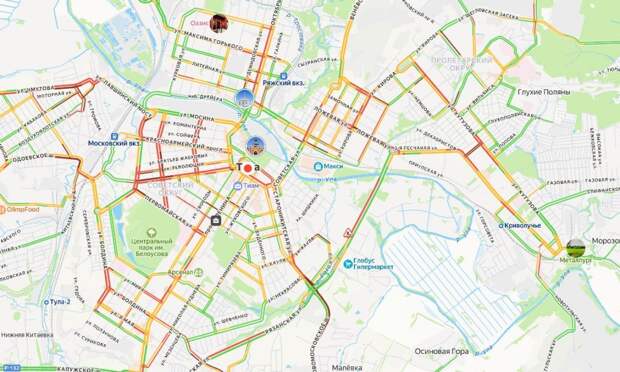 Тула: жители Пролетарского, Заречья, Привокзального и Центрального районов в пробках