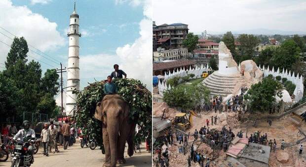 Архитектурное наследие Непала до и после землетрясения землетресение, непал, памятники, разрушение, тогда и сейчас