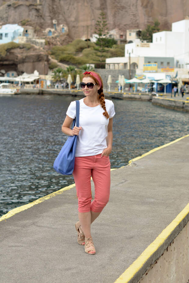 Classic white tee, cropped pants, suede cuffed sandals | Not Dressed As Lamb