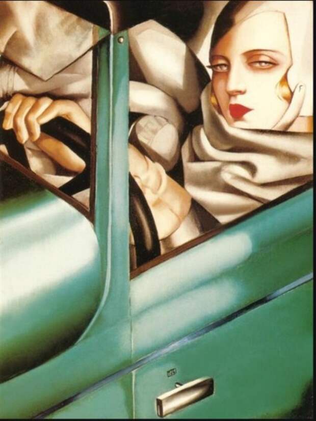 Автопортрет в зелёном бугатти, 1925 год. Автор: Тамара де Лемпицка (Tamara de Lempicka). Автопортрет в зелёном бугатти, 1925 год. Автор: Тамара де Лемпицка (Tamara de Lempicka).