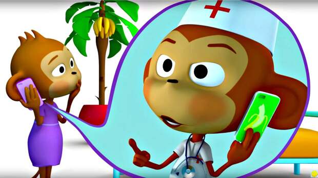 Пять мартышек. Мультфильм песенка про маленьких обезьянок для детей. Учимся считать.