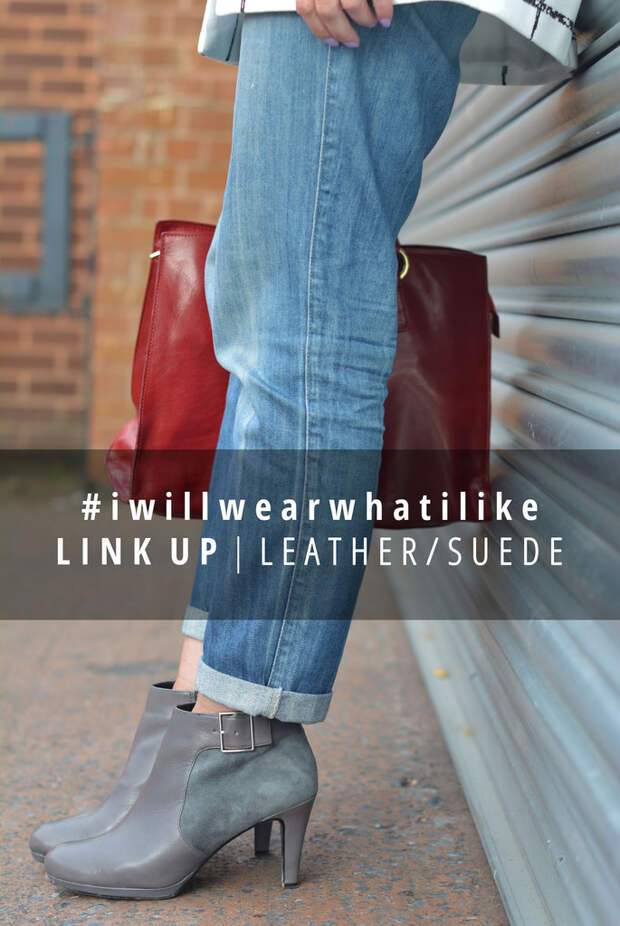 Boyfriend jeans, grey booties, red leather tote | #iwillwearwhatilike