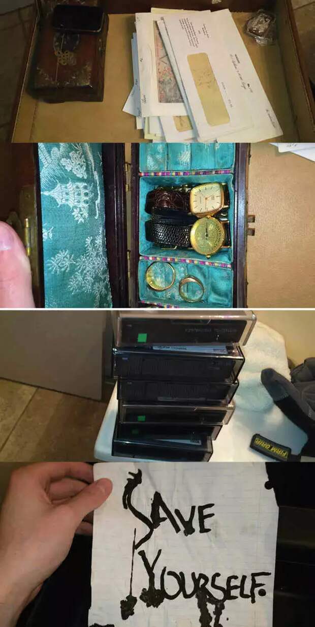 5. А кто-то нашел в своем доме старинный портфель, в котором лежали деньги, серебро, видеокассеты и мрачная записка "Спасайся". находки, сокровища