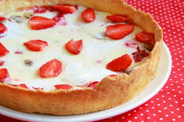 Летний пирог с клубникой и бананами Летний пирог с клубникой и бананами