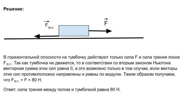 Сила трения, решение задачи