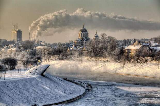 зимние пейзажи города