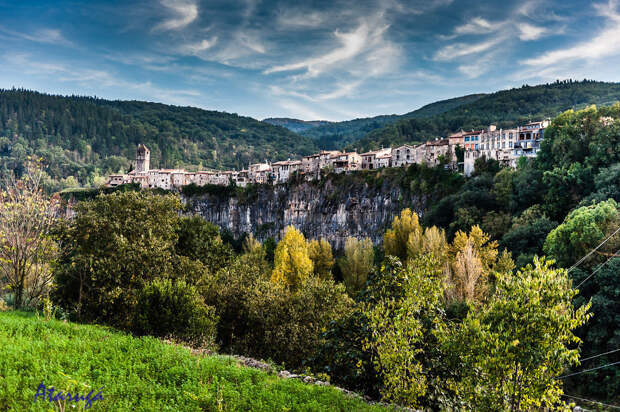 Кастельфольит-де-ла-Рока, Испания вид, города, мир, обрывы, селения