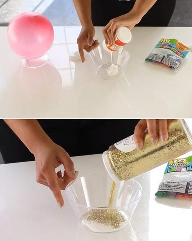 Золотая конфетница из клея и блесток мастер-класс