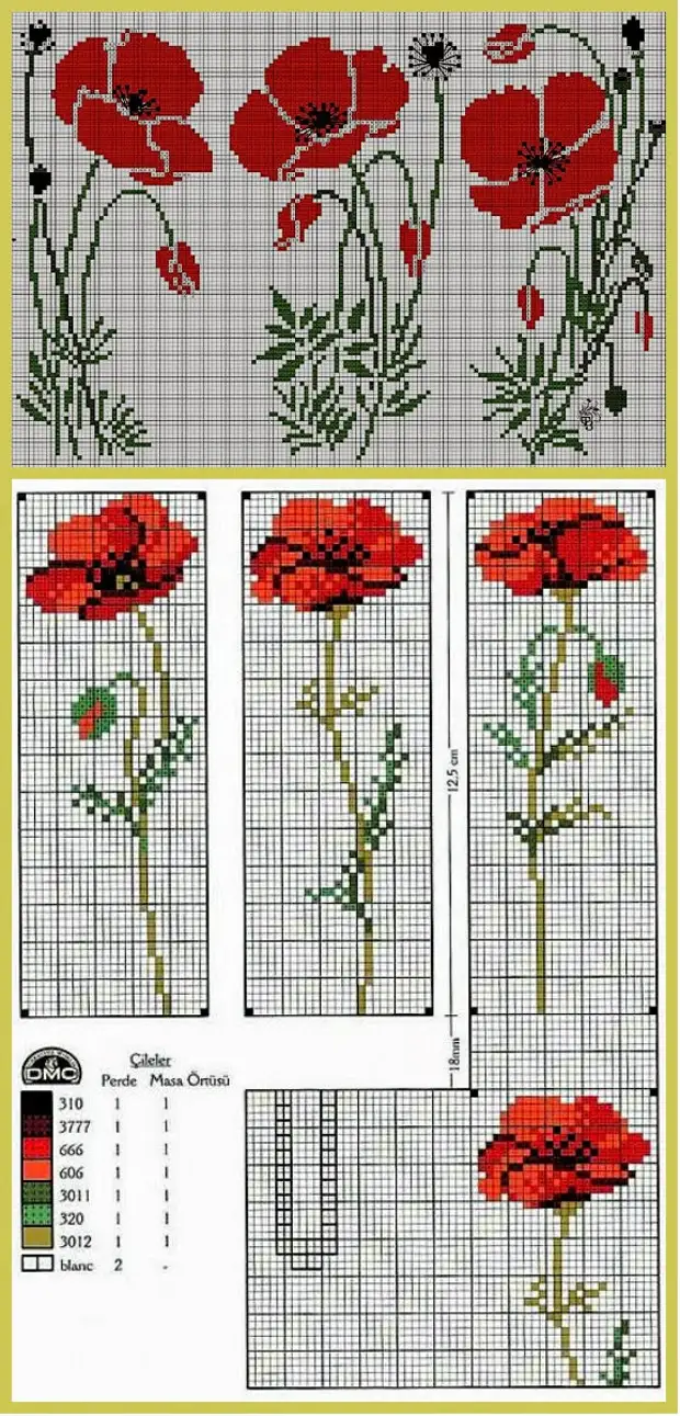 маки на столе вышивка крестом