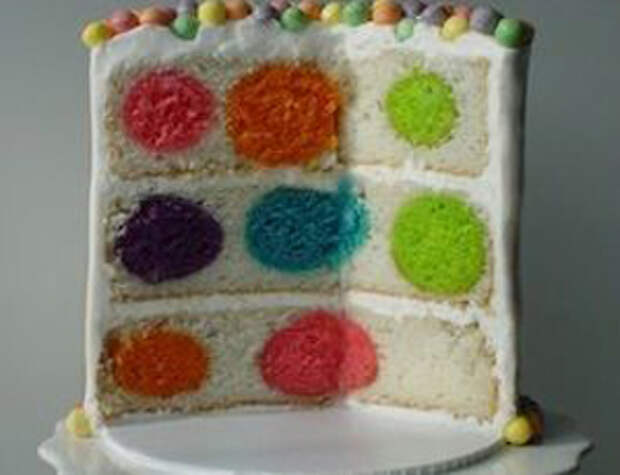 Торт с разноцветными шариками внутри