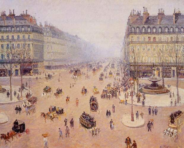 Avenue de lOpera, Place du Thretre Francais - Misty Weather. (1898). Писсарро, Камиль