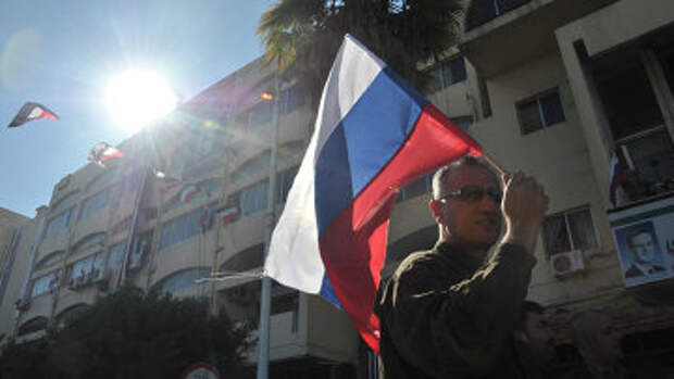 Митинг в поддержку российской военной операции в городе Тартус (Сирия). Архивное фото