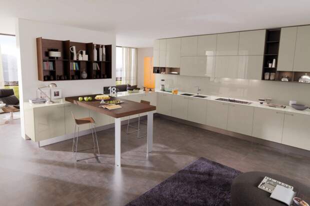 inspirational white lacquer spacious minimalist kitchen decorating ideas 1024x682 Дизайн фасадов кухонных шкафов 60 фото