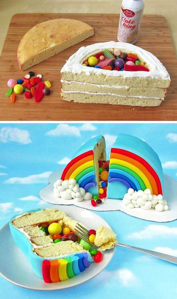 Торт с конфетами внутри