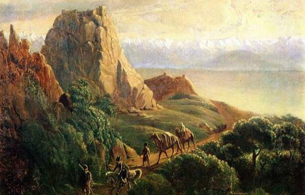 Окрестности селения Караагач. Масло. (1837-1838). (Изображены окрестности Караагача, где стоял Нижегородский драгунский полк, в котором он служил). Автор: М.Ю. Лермонтов. Окрестности селения Караагач. Масло. (1837-1838). (Изображены окрестности Караагача, где стоял Нижегородский драгунский полк, в котором он служил). Автор: М.Ю. Лермонтов.