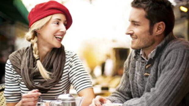 Couple having tea in cafe