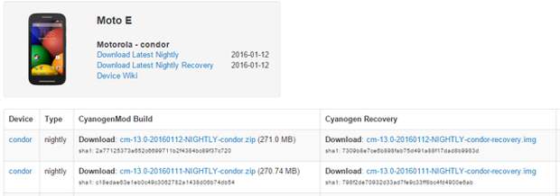 Сборка CyanogenMod 13 Nightly для Motorola Moto E